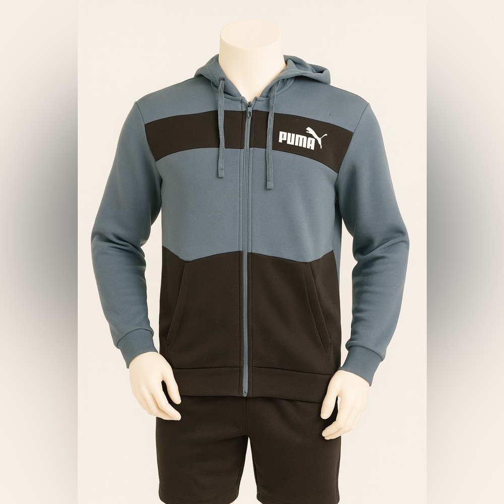 Puma Men's Zip-Up Sweater in Blue and Black